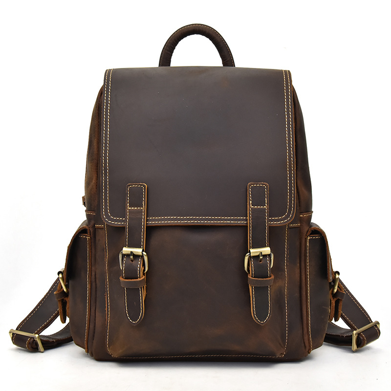 Leather Backpack Vintage - Crazy Horse Leather Backpack for Men,