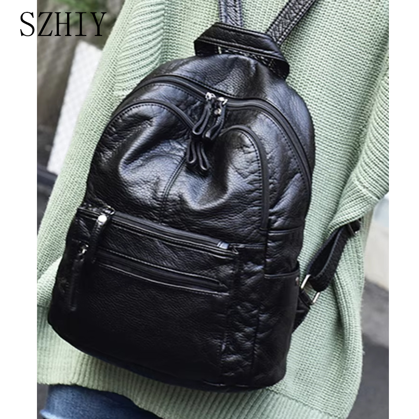 Washed Leather Backpack for Wo - đánh giá và giá Travel Backpack Anti Theft
